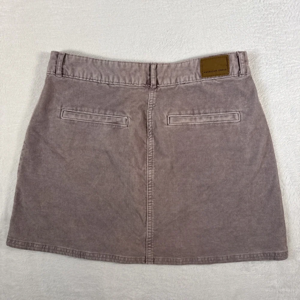 American‎ Eagle Super Stretch Corduroy Mini Skirt 8 Beige Preppy Schoolgirl